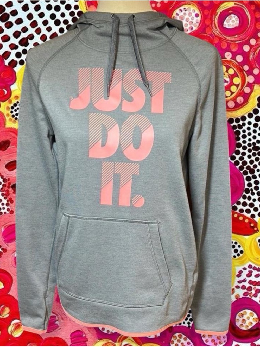 Nike Gray Hoodie with Pink JUST DO IT. Graphic